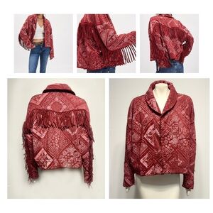 Free People Red Fringe Blazer